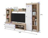 Parete salotto moderna 240cm bianca e rovere - Neera