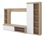 Parete salotto moderna 240cm bianca e rovere - Neera