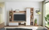 Parete salotto moderna 240cm bianca e rovere - Neera