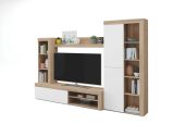 Parete salotto moderna 240cm bianca e rovere - Neera
