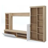 Parete salotto moderna 240cm bianca e rovere - Neera