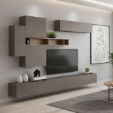 Parete salotto moderna 276cm bronzo e grigia - Nate