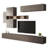 Parete salotto moderna 276cm bronzo e grigia - Nate