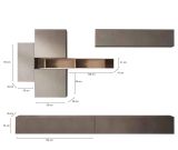 Parete salotto moderna 276cm bronzo e grigia - Nate