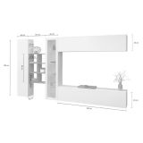 Parete salotto moderna 280cm bianca lucida e acero - Alessano