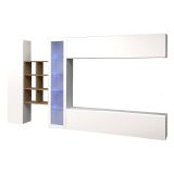 Parete salotto moderna 280cm bianca lucida e acero - Alessano