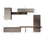 Parete salotto moderna 290cm bronzo e grigia - Tammy