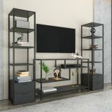 Parete salotto multifunzione 198cm nera e antracite - Felion