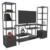 Parete salotto multifunzione 198cm nera e antracite - Felion