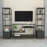 Parete salotto multifunzione 198cm nera e antracite - Felion