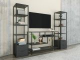 Parete salotto multifunzione 198cm nera e antracite - Felion