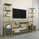 Parete salotto multifunzione 198cm oro e antracite - Felion