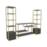 Parete salotto multifunzione 198cm oro e antracite - Felion