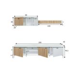 Parete salotto multifunzione 200cm bianca e rovere - Ailano