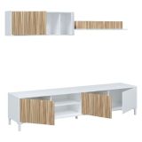 Parete salotto multifunzione 200cm bianca e rovere - Ailano
