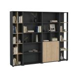Parete salotto multifunzione 240cm rovere e grigia - Litvjak