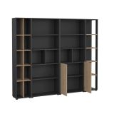 Parete salotto multifunzione 240cm rovere e grigia - Litvjak