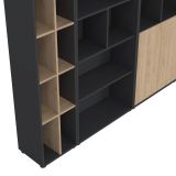 Parete salotto multifunzione 240cm rovere e grigia - Litvjak