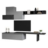 Parete salotto multifunzione 262cm ardesia e grigia scuro - Larix