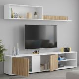 Parete soggiorno in legno 180cm bianca e rovere - Agrestino