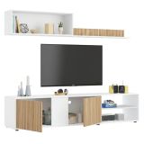Parete soggiorno in legno 180cm bianca e rovere - Agrestino
