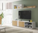 Parete soggiorno in legno 180cm bianca e rovere - Agrestino