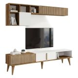 Parete soggiorno moderna 180cm noce e bianca - Ostro