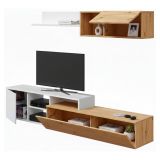 Parete soggiorno moderna 220cm legno e bianca - Aligator