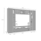 Parete soggiorno multifunzione 270cm antracite e rovere - Austis