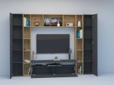 Parete soggiorno multifunzione 270cm antracite e rovere - Austis