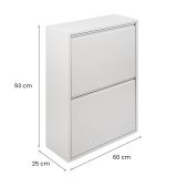 Pattumiera Achros, Cestino portarifiuti, Bidone per raccolta differenziata, Mobile per spazzatura, 60x25 h93 cm, Bianco