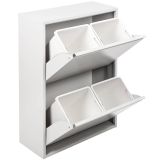 Pattumiera Achros, Cestino portarifiuti, Bidone per raccolta differenziata, Mobile per spazzatura, 60x25 h93 cm, Bianco
