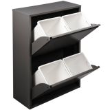Pattumiera Achros, Cestino portarifiuti, Bidone per raccolta differenziata, Mobile per spazzatura, 60x25 h93 cm, Nero