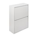 Pattumiera Aller, Bidone per spazzatura, Cestino portarifiuti, Mobile in metallo con secchi per raccolta differenziata, 60x25h92 cm, Bianco