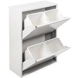 Pattumiera Bianco Capacità 72 (18 per Secchio) Fissaggio a Muro Opzionale 60x25x93h cm, 4 Cestini - Anukhatun