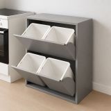 Pattumiera Grigio Capacità 72 (18 per Secchio) Fissaggio a Muro Opzionale 60x25x93h cm, 4 Cestini - Anukhatun