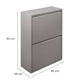 Pattumiera Grigio Capacità 72 (18 per Secchio) Fissaggio a Muro Opzionale 60x25x93h cm, 4 Cestini - Anukhatun