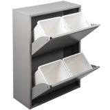 Pattumiera Grigio Capacità 72 (18 per Secchio) Fissaggio a Muro Opzionale 60x25x93h cm, 4 Cestini - Anukhatun