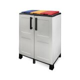 Pattumiera Grigio Chiaro Multicolore Capacità 210 (70 per Sacco) 3 Cestini 68x37x90h cm, Colore Struttura Multicolore Made in Italy - Anthea