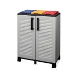 Pattumiera Grigio Chiaro Multicolore Capacità 210 (70 per Sacco) 3 Cestini 68x37x90h cm, Colore Struttura Multicolore Made in Italy - Tremolite