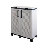 Pattumiera Grigio Chiaro Nero Capacità 220 (110 per Sacco) Ante a Righe 68x37x90h cm, 2 Cestini Made in Italy - Alistar