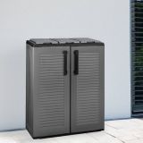 Pattumiera Grigio Nero Capacità 210 (70 per Sacco) 3 Cestini 68x37x84h cm, Ante a Righe, Nero Made in Italy - Artan