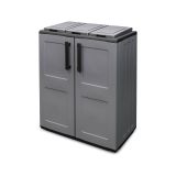 Pattumiera Grigio Nero Capacità 210 (70 per Sacco) 3 Cestini 68x37x84h cm, Colore Struttura Nero Made in Italy - Artan