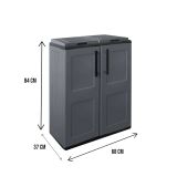 Pattumiera Grigio Nero Capacità 220 (110 per Sacco) Ante a Quadri 68x37x84h cm, 2 Cestini Made in Italy - Alfred