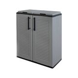 Pattumiera Grigio Nero Capacità 220 (110 per Sacco) Ante a Righe 68x37x84h cm, 2 Cestini Made in Italy - Alfred