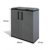 Pattumiera Grigio Nero Capacità 220 (110 per Sacco) Ante a Righe 68x37x84h cm, 2 Cestini Made in Italy - Alfred