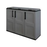Pattumiera Grigio Nero Capacità 330 (110 per Sacco) Anta a Quadri 102x37x84h cm, 3 Cestini Made in Italy - Arko