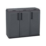 Pattumiera Grigio Nero Capacità 330 (110 per Sacco) Anta a Righe 102x37x84h cm, 3 Cestini Made in Italy - Arko