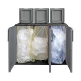 Pattumiera Grigio Nero Capacità 330 (110 per Sacco) Anta a Righe 102x37x84h cm, 3 Cestini Made in Italy - Arko