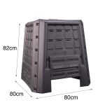 Pattumiera Herne, Compostiera da giardino, Contenitore per compostaggio domestico, 100% Made in Italy, 80x80h82 cm, Antracite
